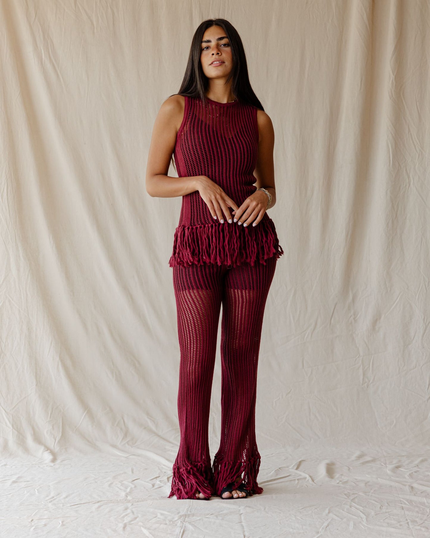Isla Burgundy Knit Pants