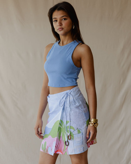 Blue Sunrise Oasis Linen Skirt