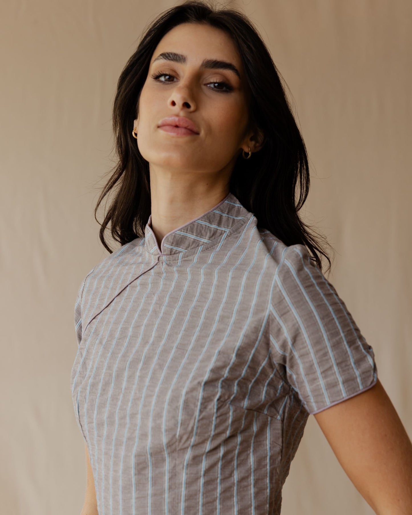 The Kyoto Gingham Brown Dress