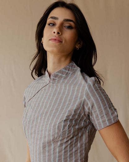 The Kyoto Gingham Brown Dress