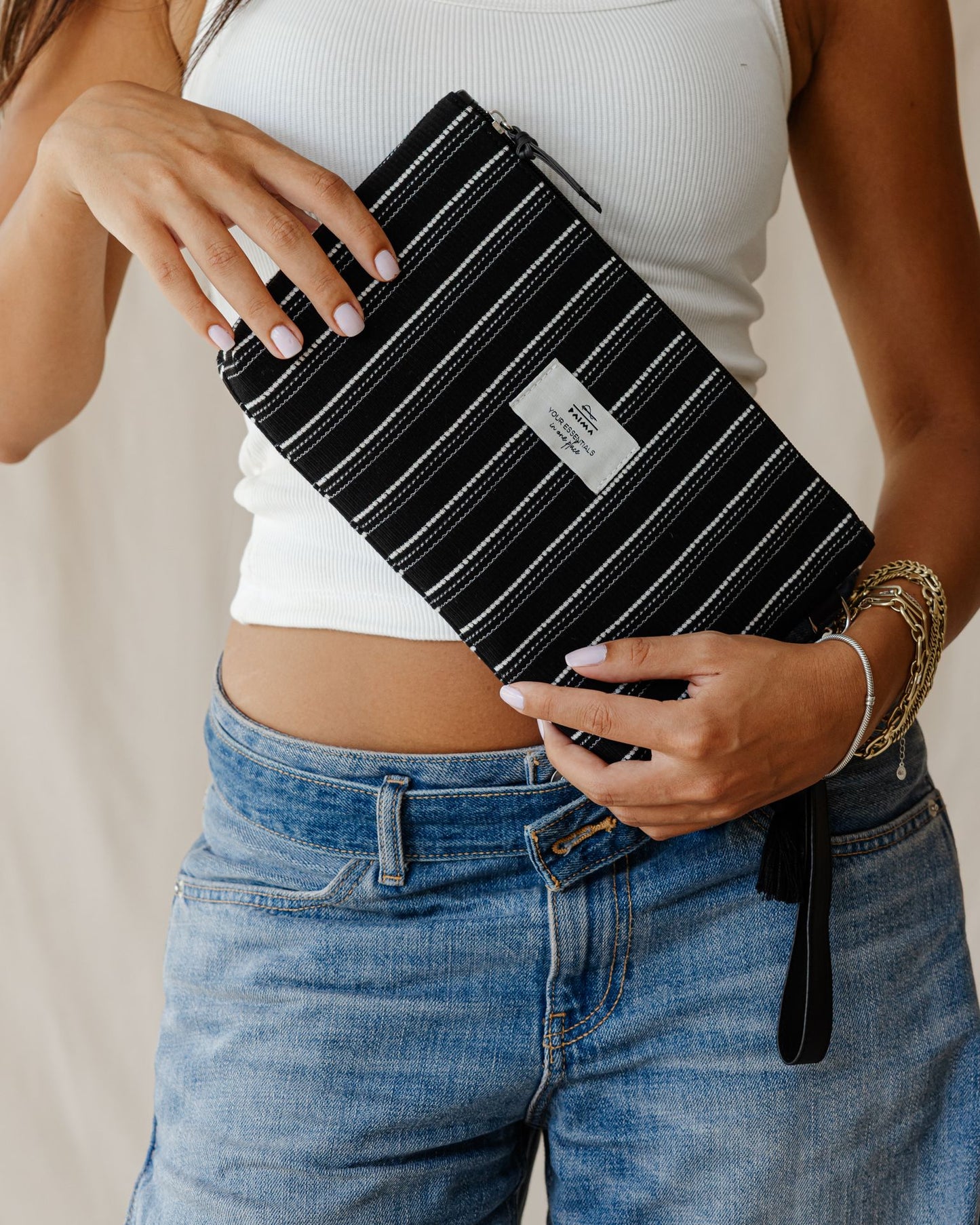 Black Striped Clutch