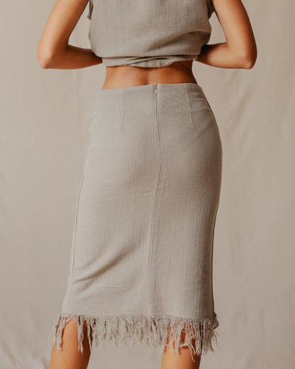 Jupe Boho à Franges Olive