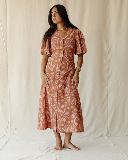 Wilderness Dress In Terracotta