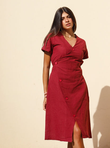 Robe en lin Resort Bordeaux