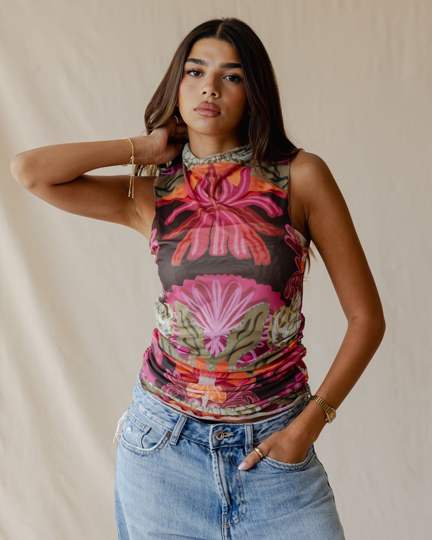 Hickory Sundrift Sleeveless Mesh Top
