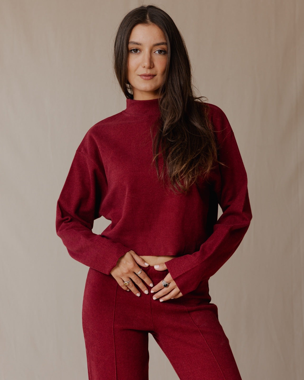 Relaxed Cashmere Set Burgundy