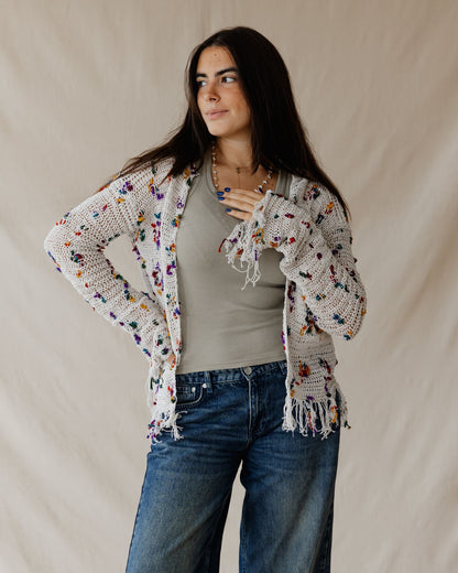 Cream Speckled Knit Cardigan