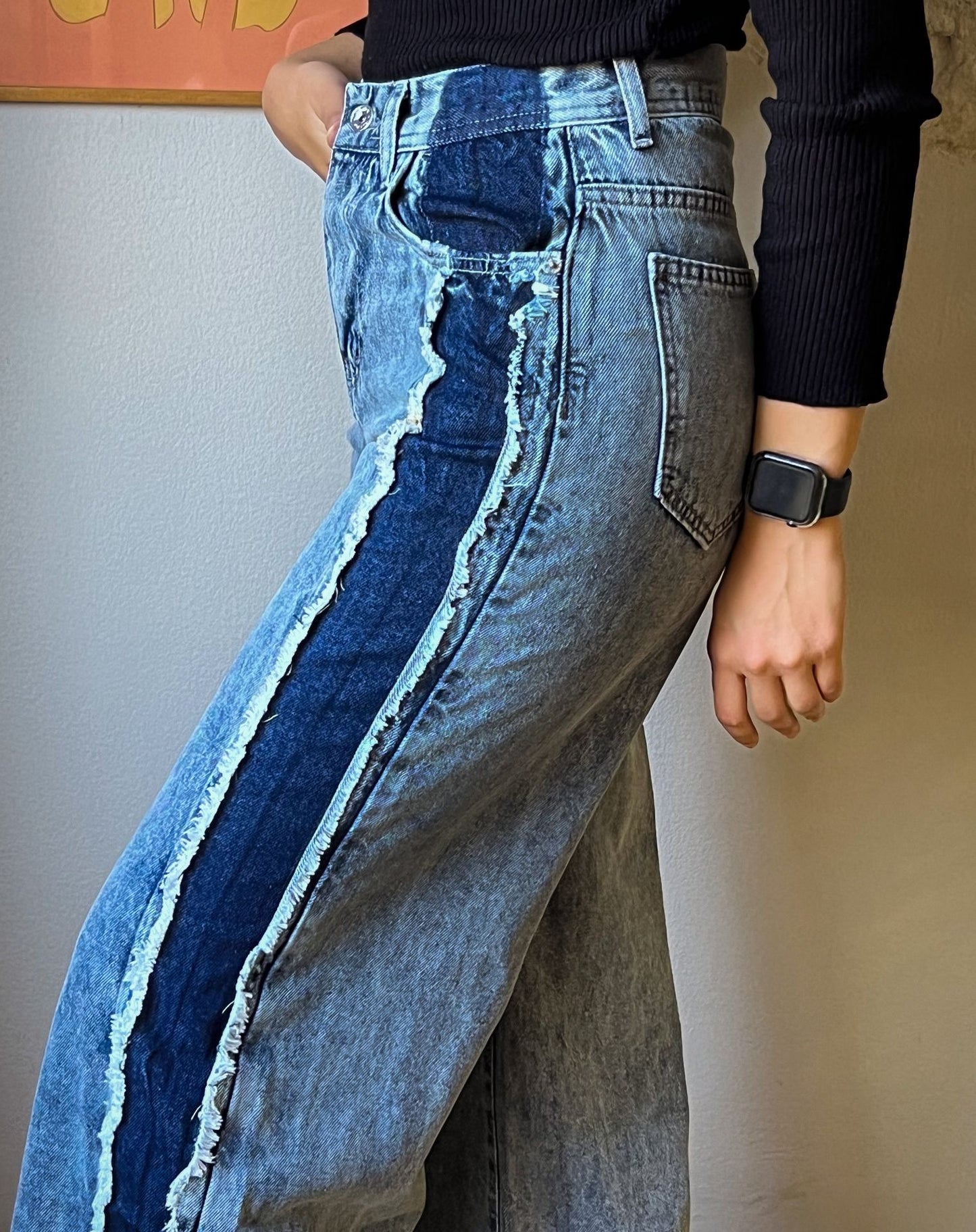 Two-Toned Denim Pants