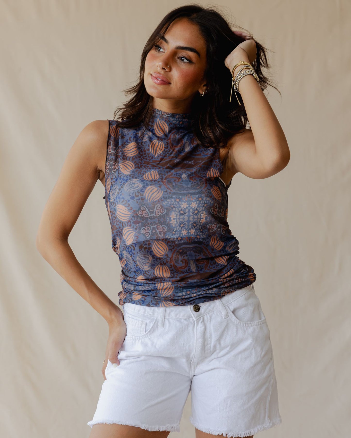 Eclipse Garden Sleeveless Mesh Top