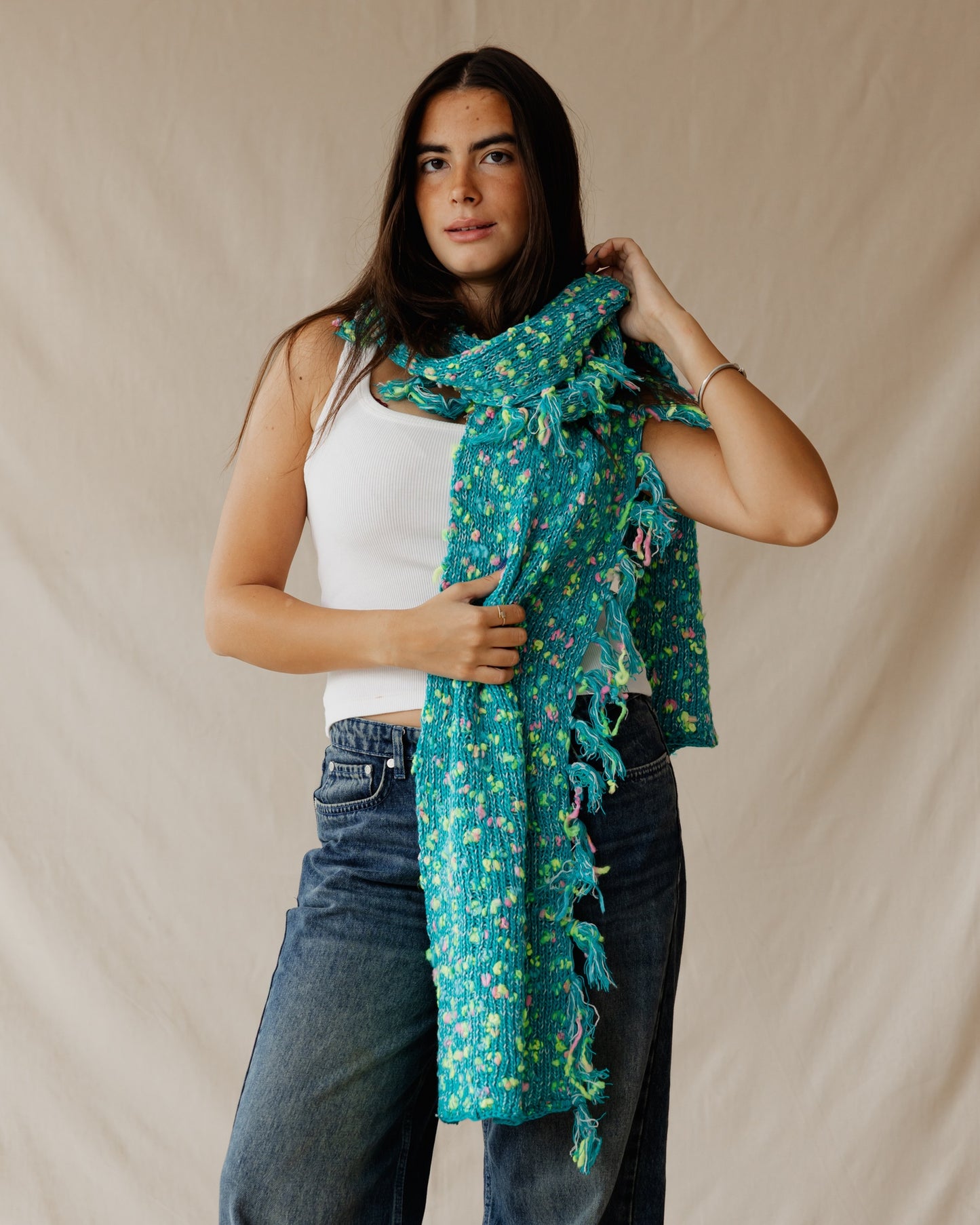 Handmade Speckled Aqua Scarf
