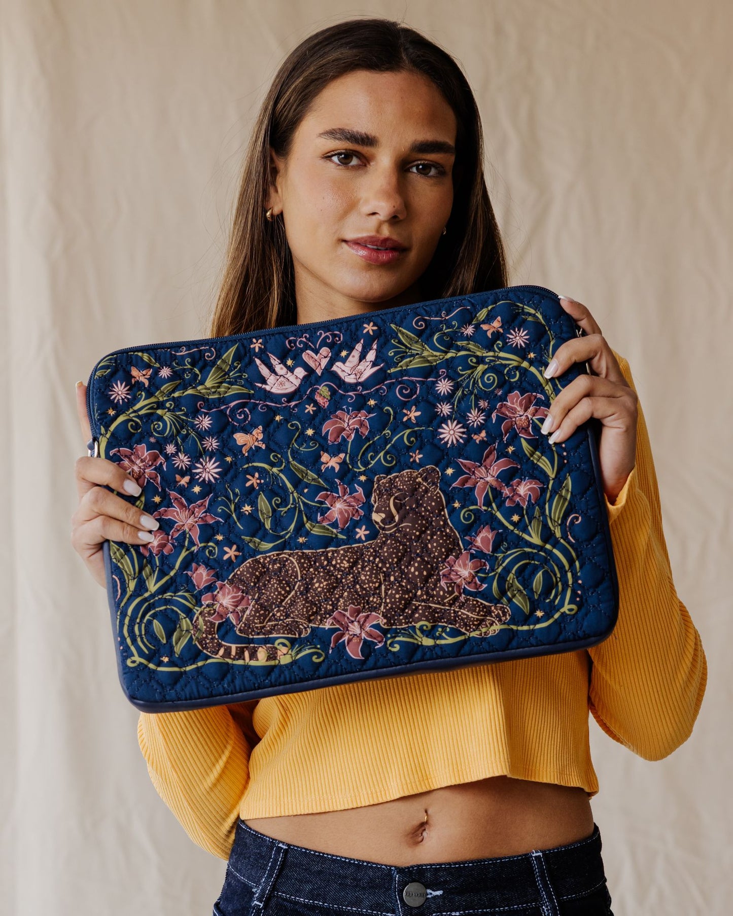 Floral Guardian Navy Quilted Sleeve