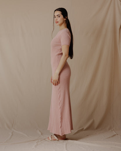 Short Sleeved Knit Dress Cashmere