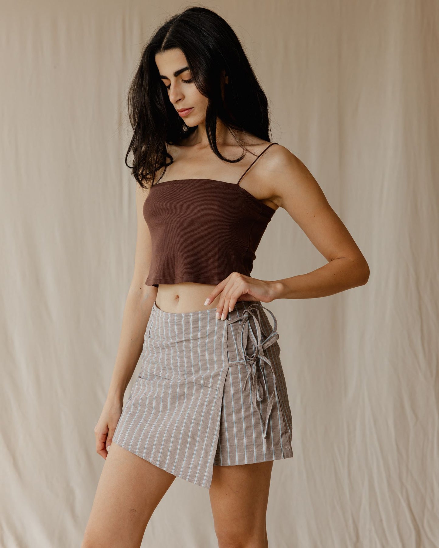 Falda-Pantalón Vichy Marrón