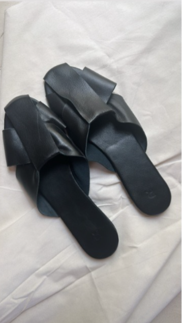 Dane Black Leather Slides