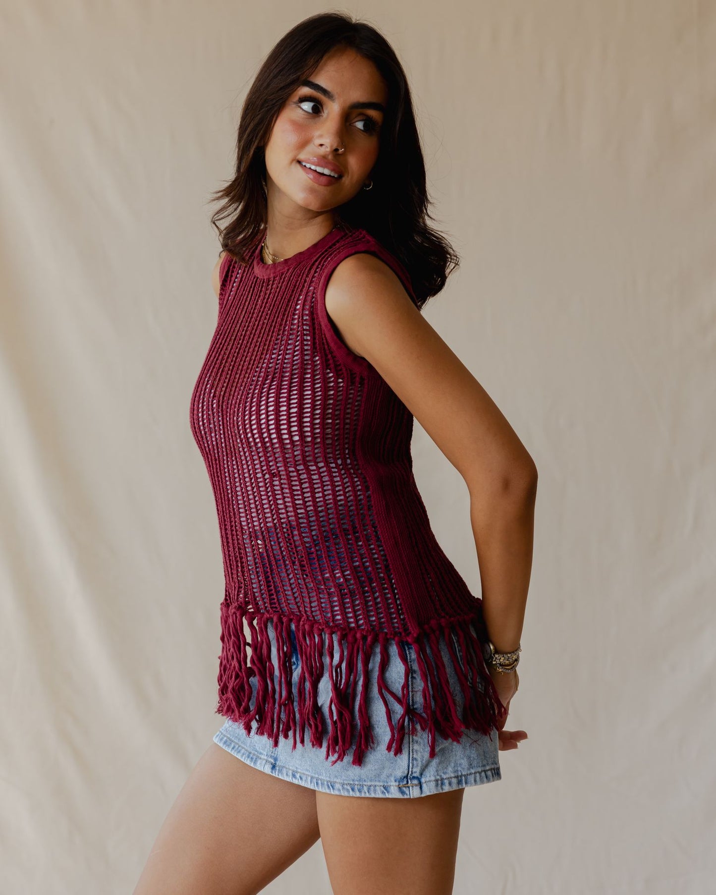 Isla Burgundy Knit Top