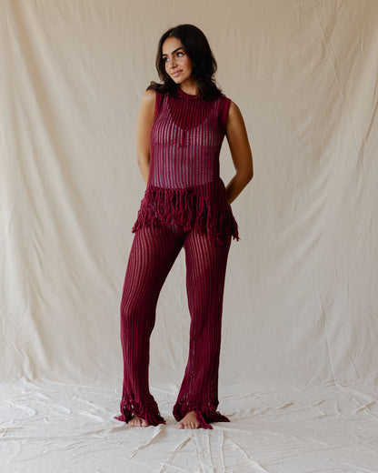 Isla Burgundy Knit Pants