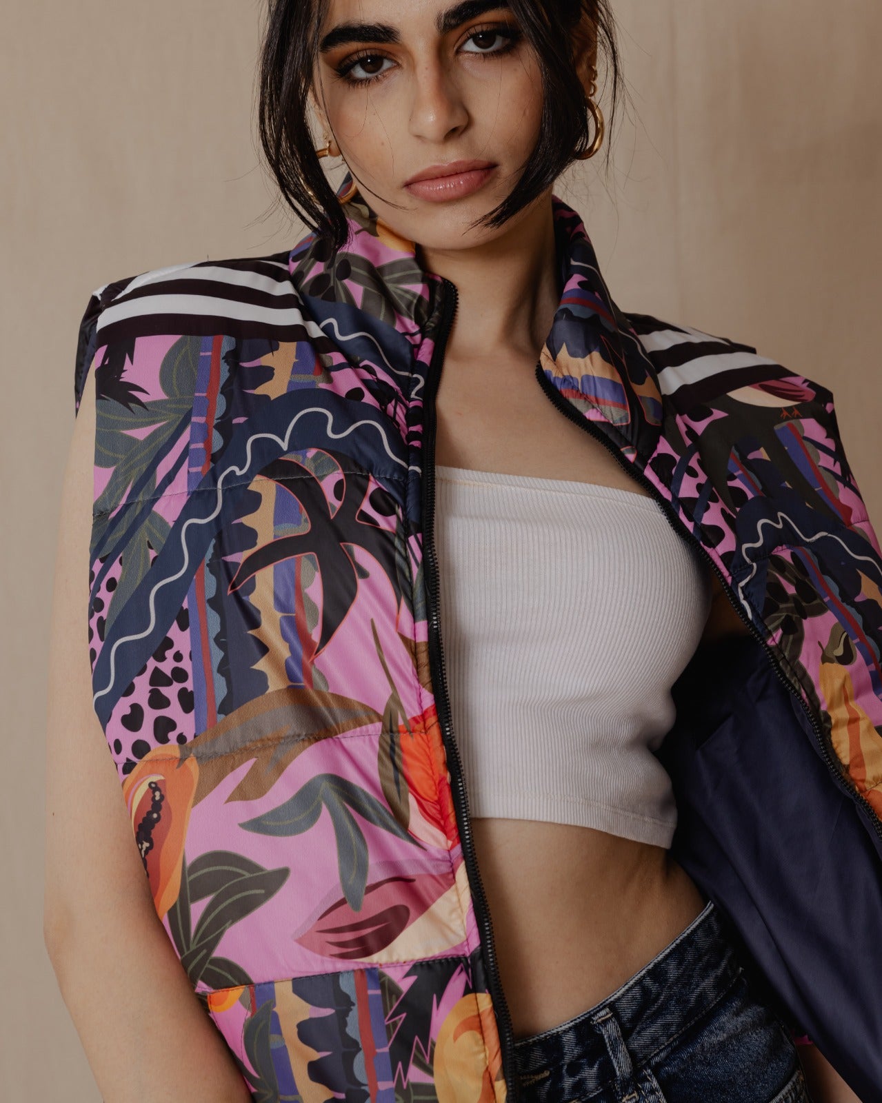 Gilet imperméable Tropical Feels rose vif