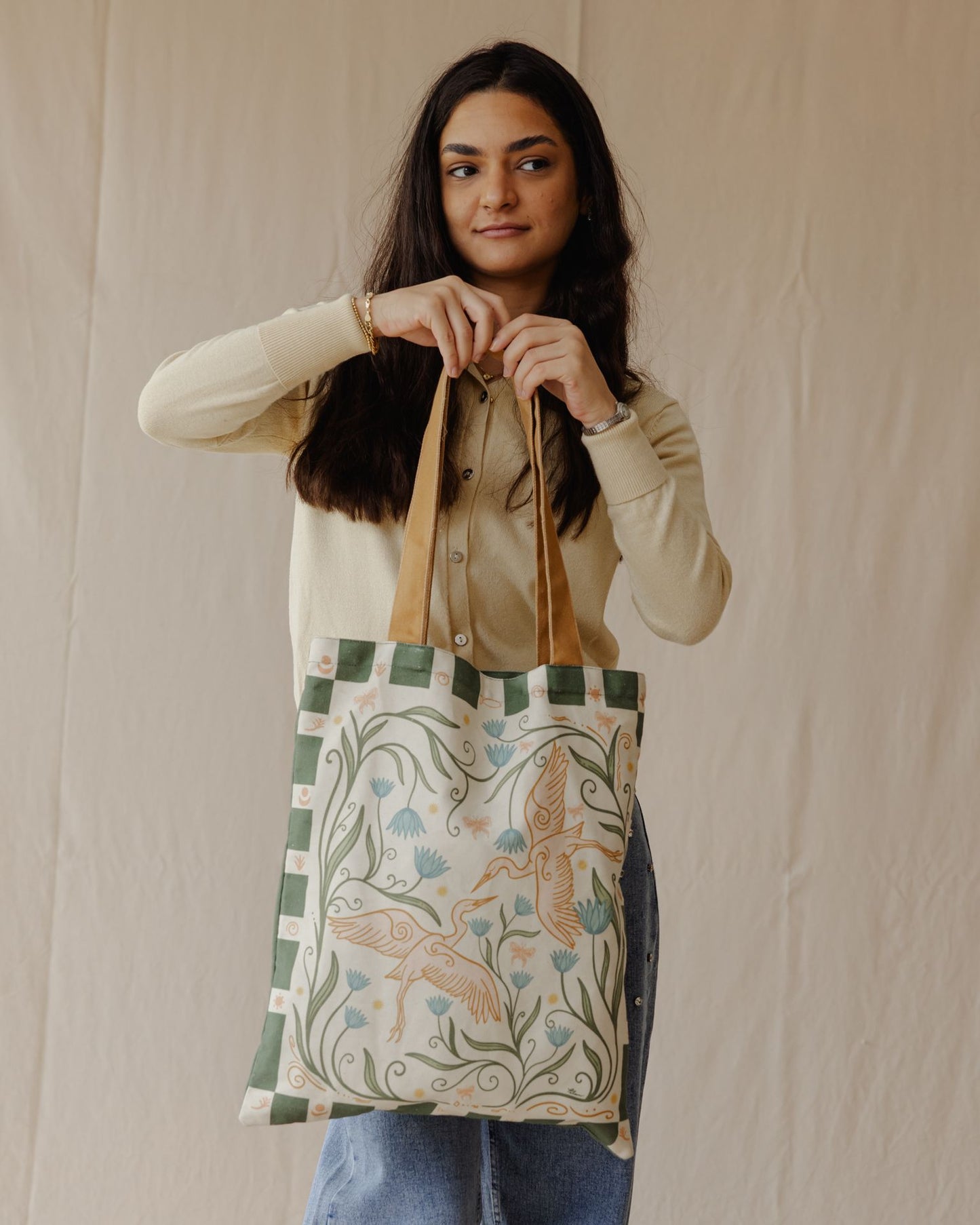 Feathered Souls Tote In Cream