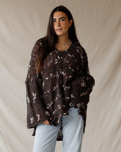 Brown Speckle Tricot Hoodie