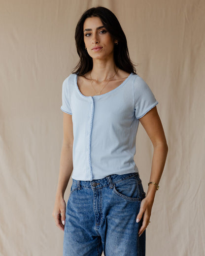 Belle Bow Blue Top