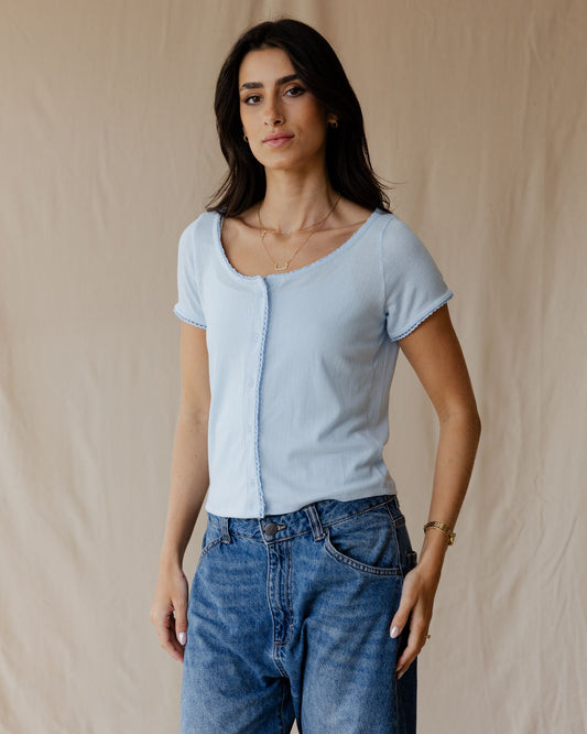 Belle Bow Blue Top