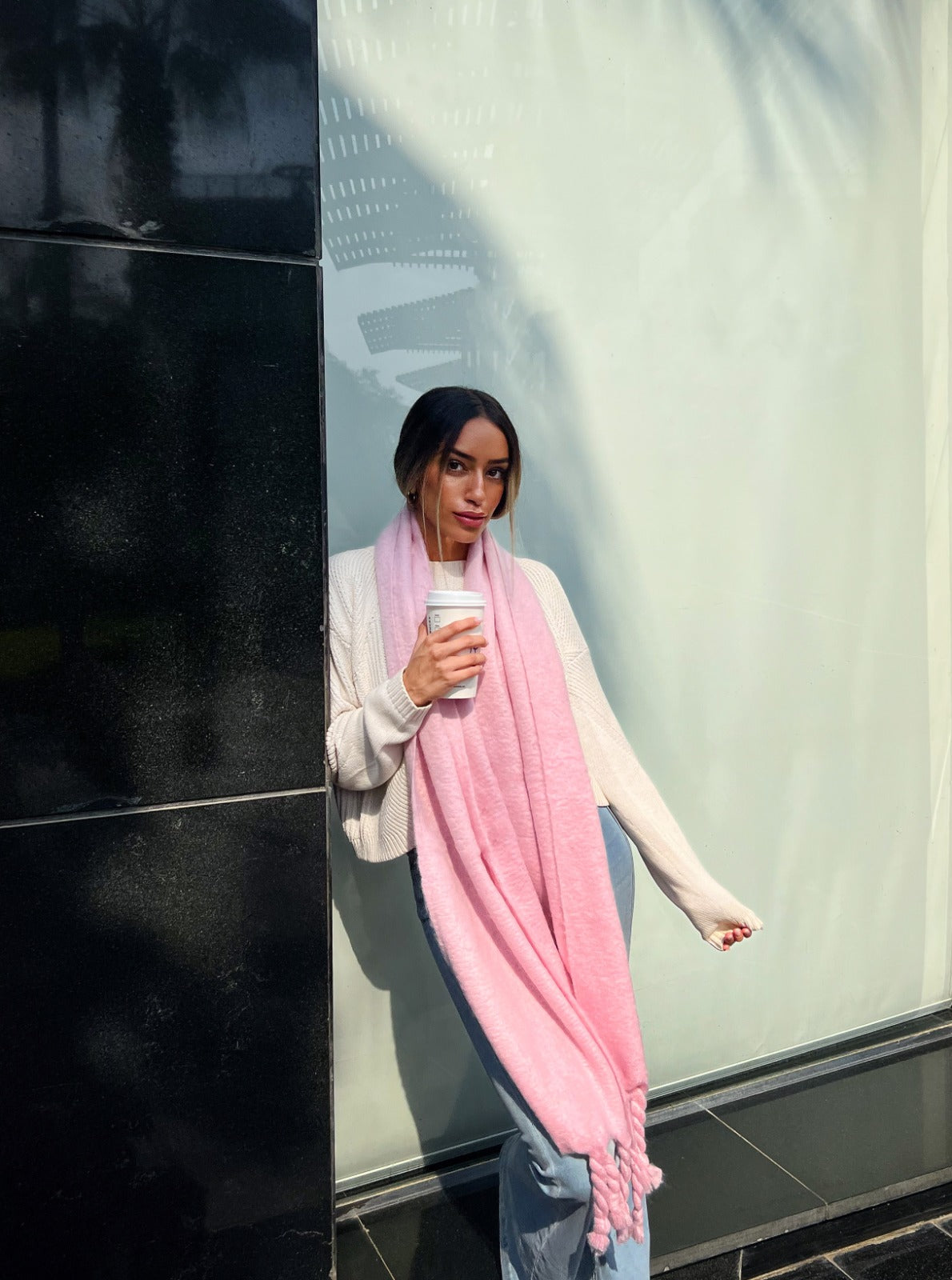 Plain Winter Scarf Pink