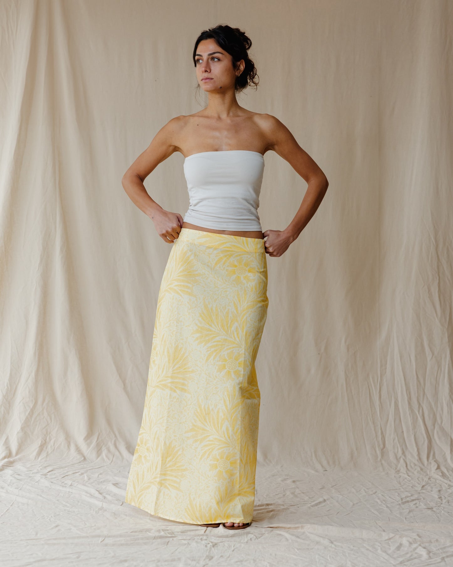 Antique Bloom Skirt In Butter Yellow