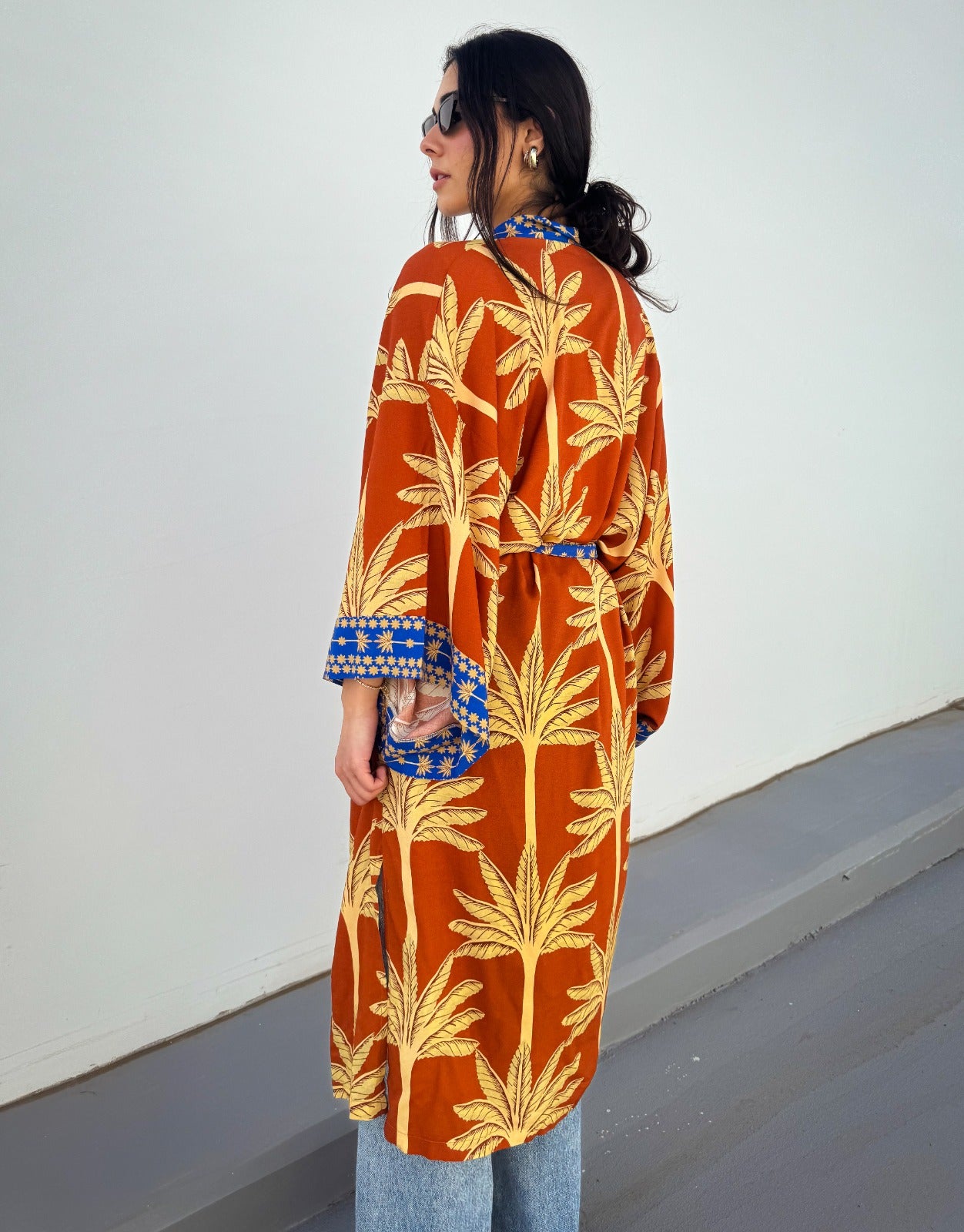 Palme Cotone Kimono Arancione X Blu
