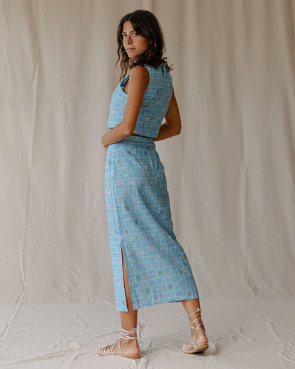 Conjunto de postal de verão azul
