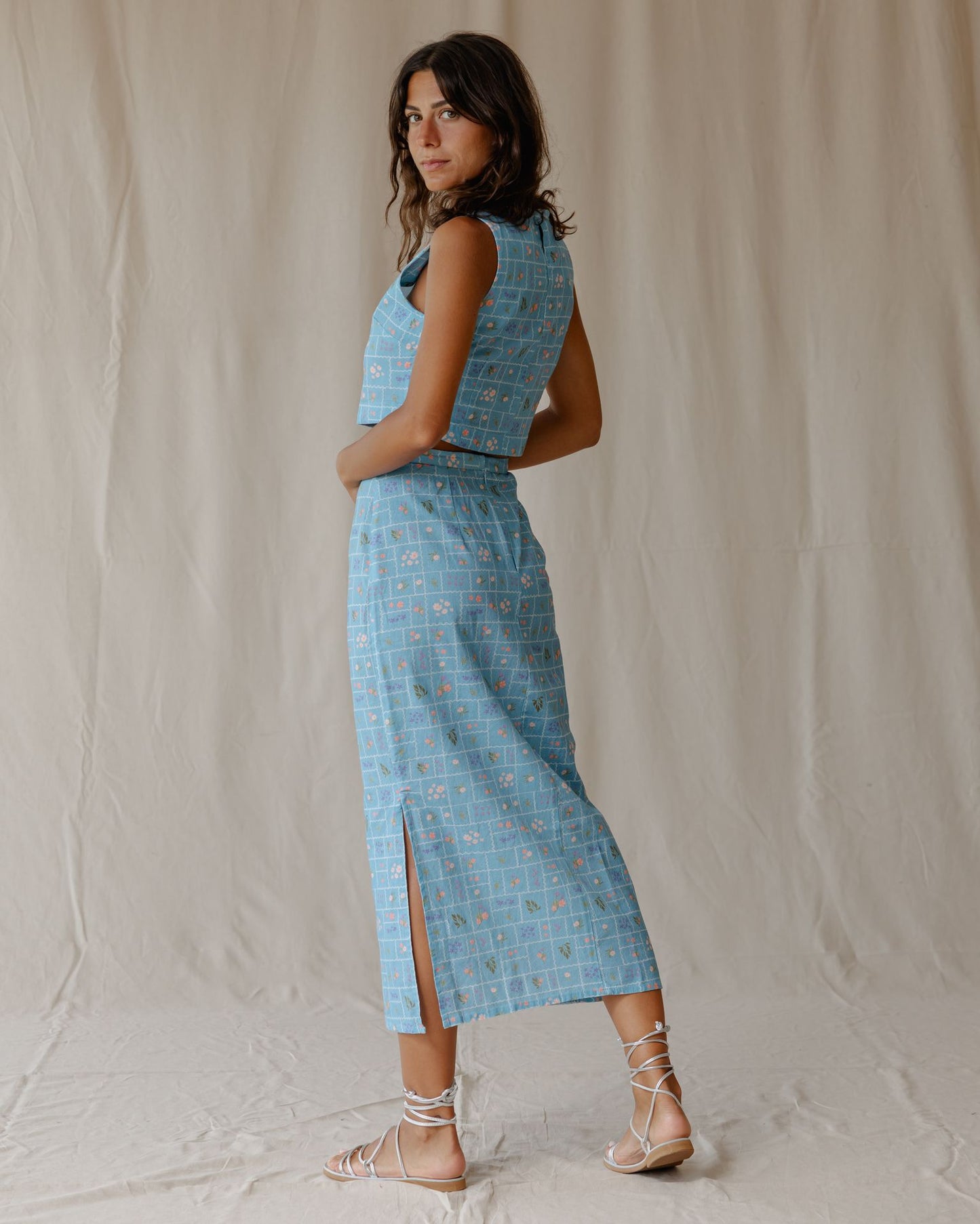 Summer Postcard Blue Skirt