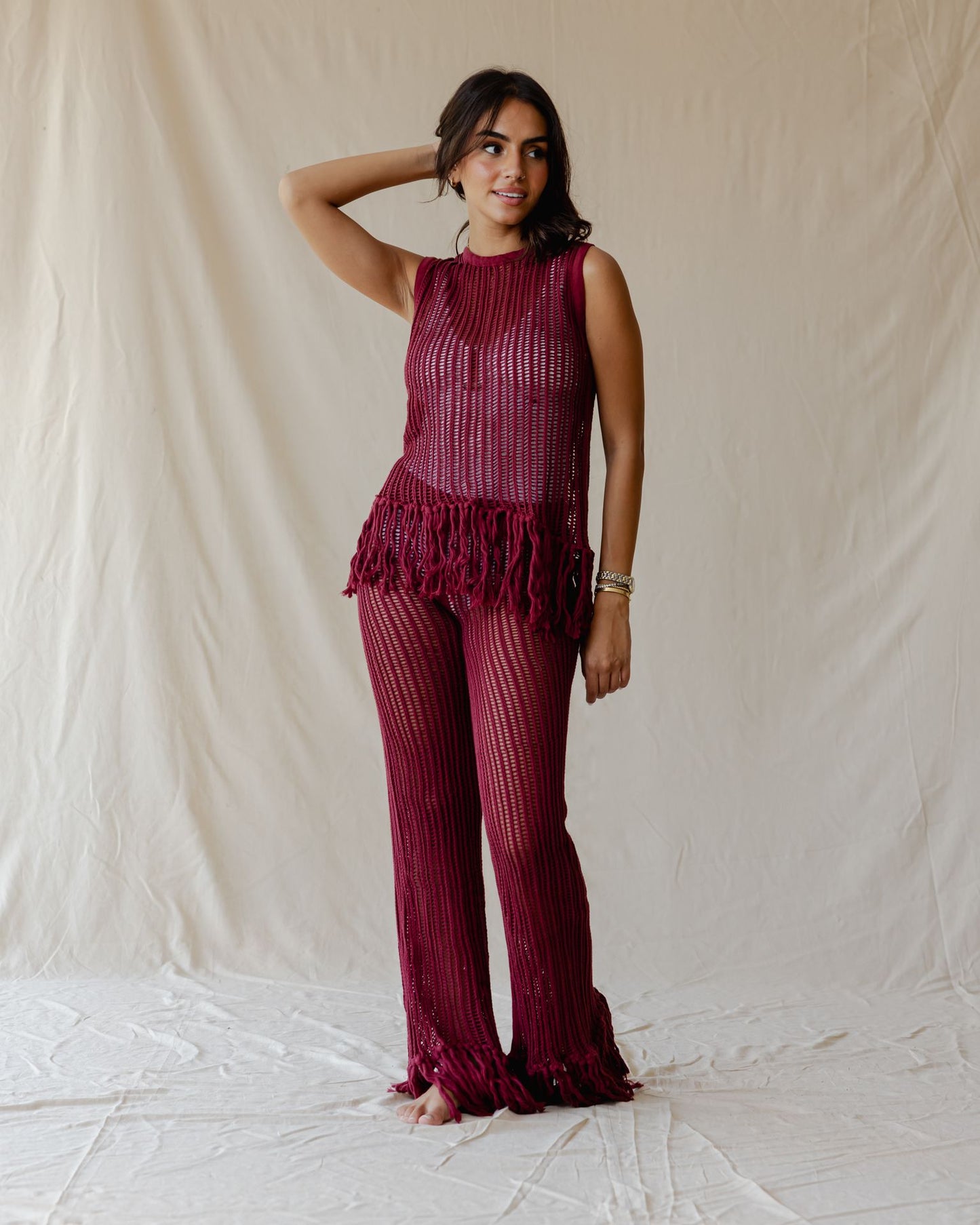 Isla Burgundy Knit Pants