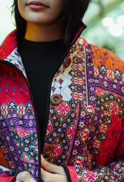 Veste Oversize Patchwork Violet