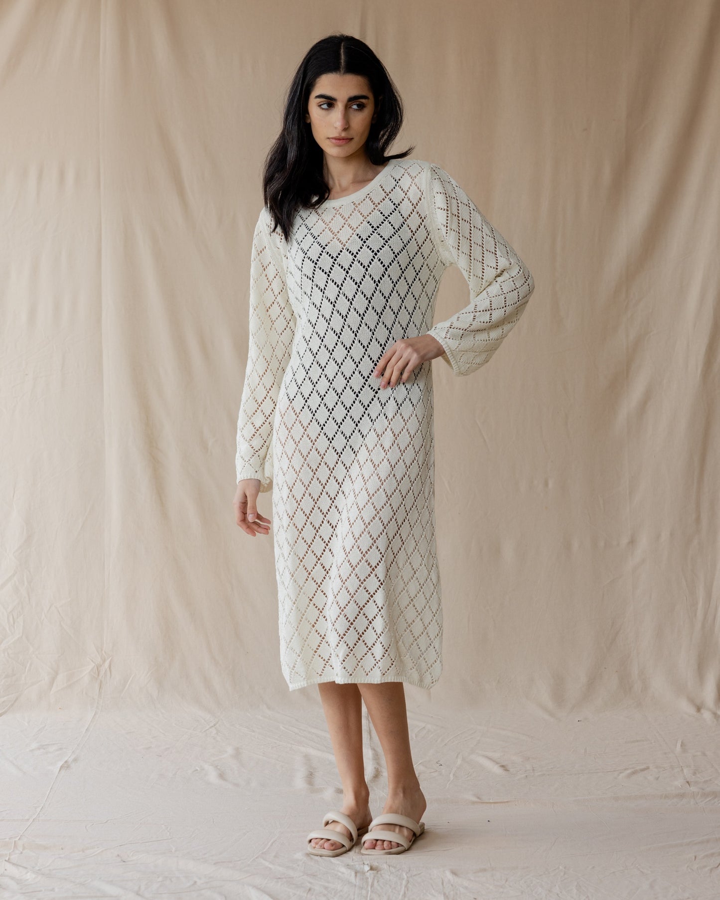 Vestido de malha off-white Dusk