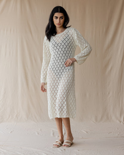 Vestido de malha off-white Dusk