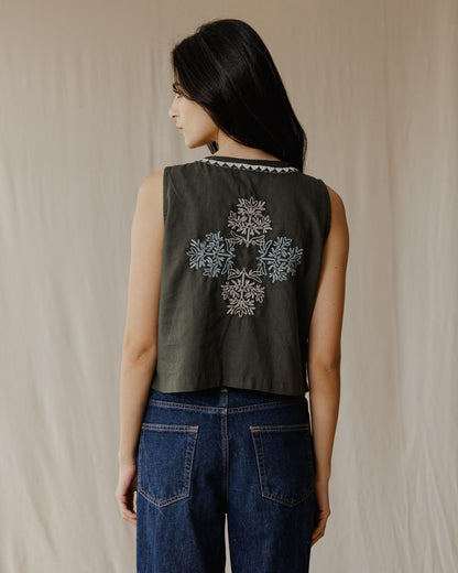 Chaleco Stitched Memories en Oliva