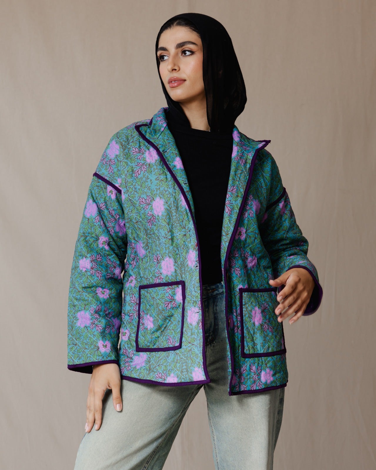 Blouson oversize victorien vert