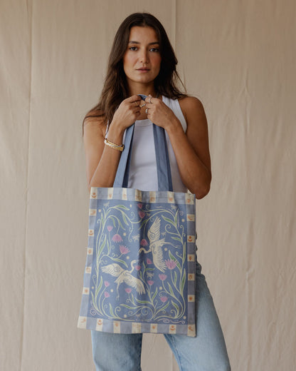 Feathered Souls Tote In Blue