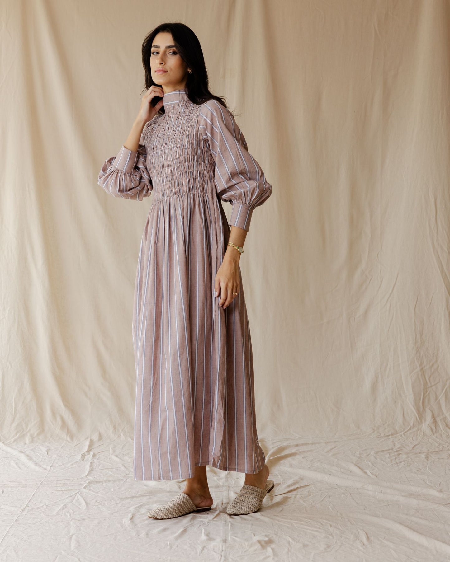 Ganni Brown Stripe Dress