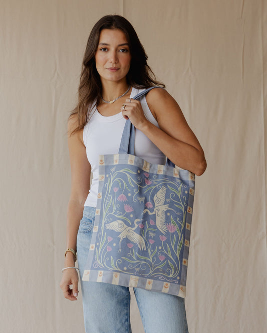 Feathered Souls Tote In Blue