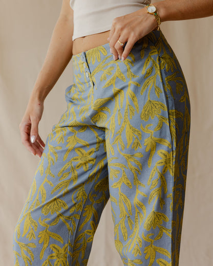 Garden Of Blue Linen Pants