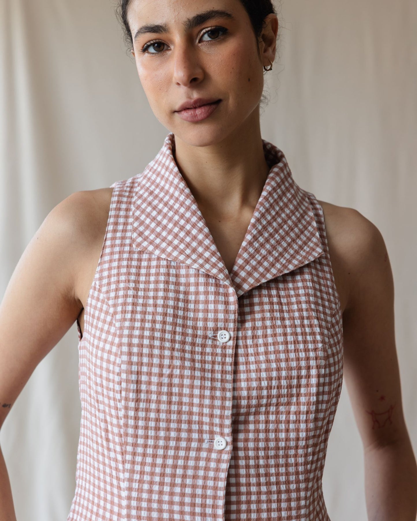 Kyoto Dusty Pink Gingham Shirt