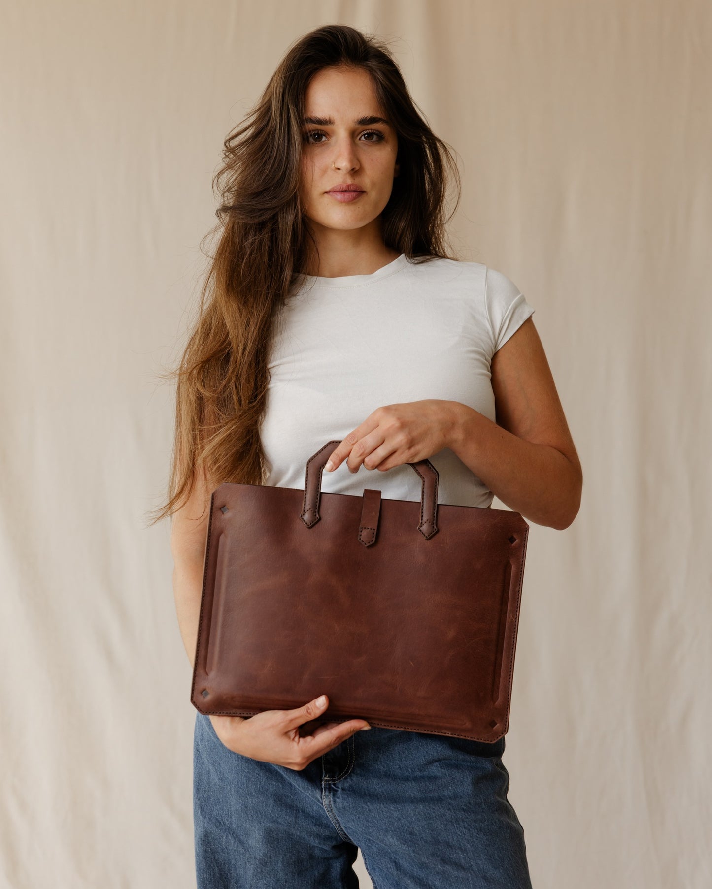Brown Top Handle Laptop Sleeve
