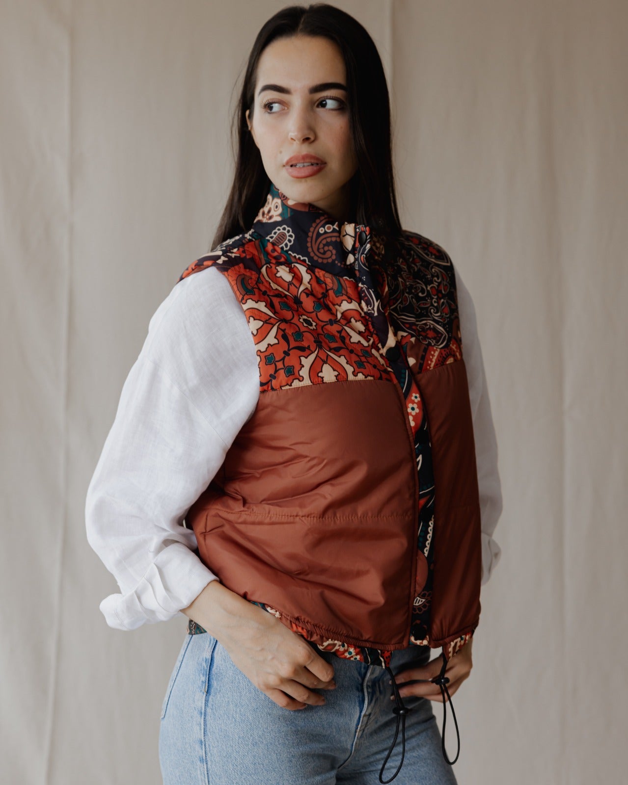 Colete impermeável Paisley Camel