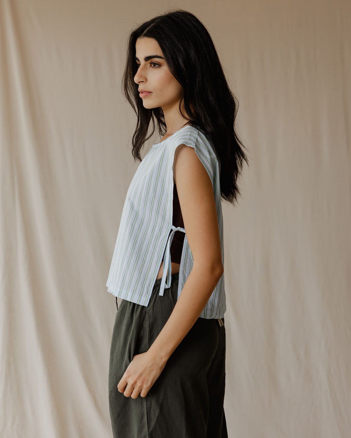 Sentimental Stripe Sleeveless Blouse