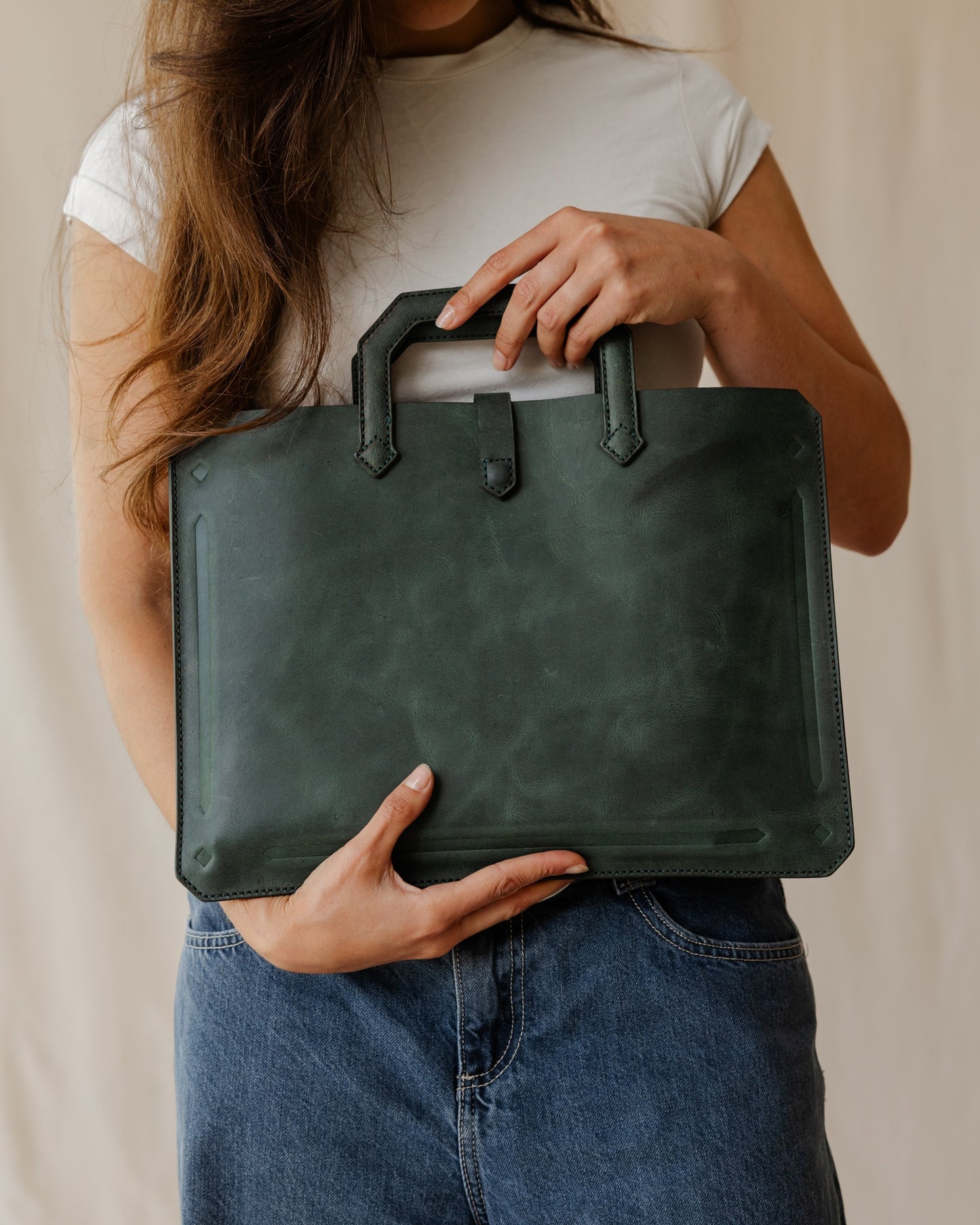 Olive Top Handle Laptop Sleeve