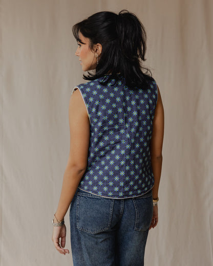 Flip & Bloom Reversible Vest in Amber/Navy