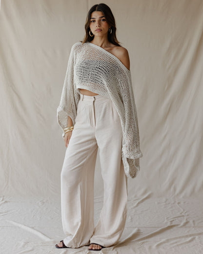 Overlay Crochet Top Off-White
