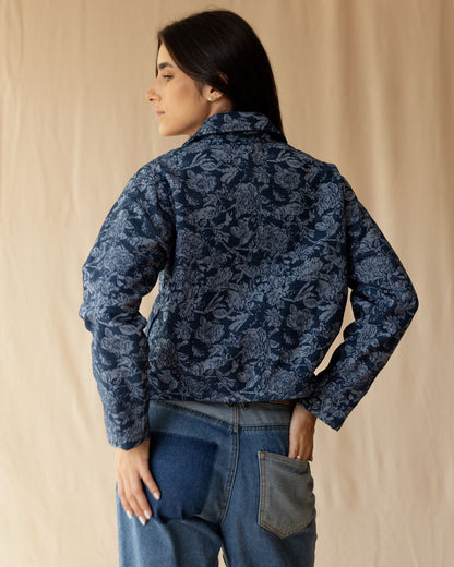 Blue Floral Jacquard Jacket