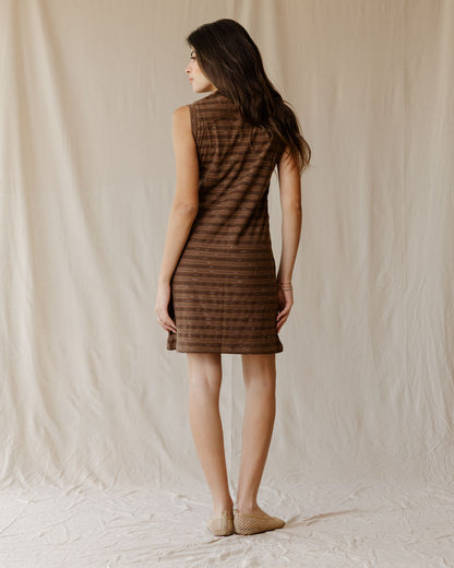 Brown Ribbed Stripe Dress