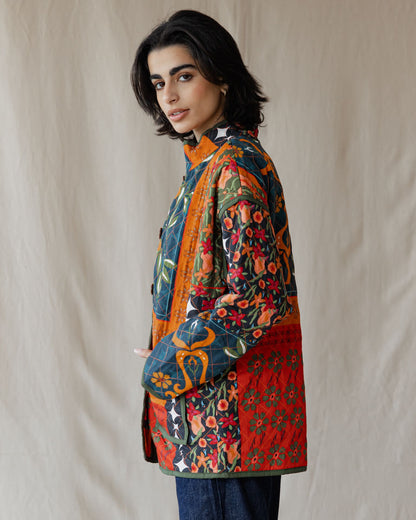 Red Blossoms Oversized Jacket